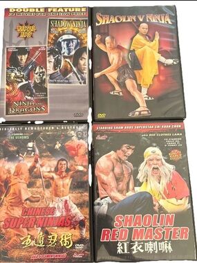 Shaolin v Ninja & Martial Arts DVD Double Feature - Red, Yellow, Black Covers
